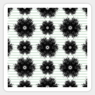 Black flowers brush strokes with stripes background Sticker